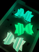 Load image into Gallery viewer, Faux Leather Hair Bow | Glow In The Dark Bows