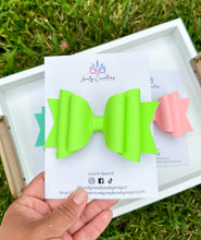 Load image into Gallery viewer, Faux Leather Hair Bow | Glow In The Dark Bows