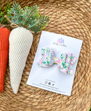 Load image into Gallery viewer, Faux Leather Hair Bow | Floral Medium Bows