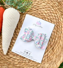 Load image into Gallery viewer, Faux Leather Hair Bow | Floral Medium Bows