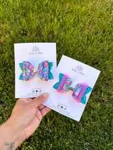 Load image into Gallery viewer, Faux Leather Hair Bow | Summer Flamingos Hair Bows