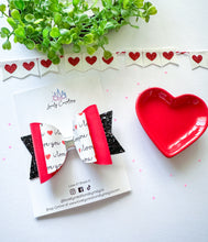 Load image into Gallery viewer, Faux Leather Hair Bow | I Love You Faux Leather Hair Bow