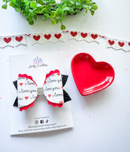 Load image into Gallery viewer, Faux Leather Hair Bow | I Love You Faux Leather Hair Bow