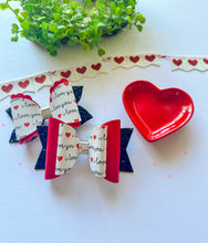 Load image into Gallery viewer, Faux Leather Hair Bow | I Love You Faux Leather Hair Bow