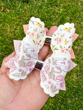 Load image into Gallery viewer, Faux Leather Daisy Hair Bow | Cute Cowboy Hats and Boots