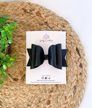 Load image into Gallery viewer, Black Smooth Faux Leather Hair Bow