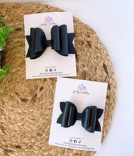 Load image into Gallery viewer, Black Smooth Faux Leather Hair Bow
