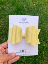 Load image into Gallery viewer, Faux Leather Large Dolly Hair Bow | Spring Solid Pebbled Bows