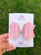 Load image into Gallery viewer, Faux Leather Large Dolly Hair Bow | Spring Solid Pebbled Bows