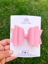 Load image into Gallery viewer, Faux Leather Large Dolly Hair Bow | Spring Solid Pebbled Bows