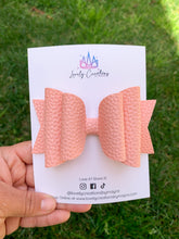 Load image into Gallery viewer, Faux Leather Large Dolly Hair Bow | Spring Solid Pebbled Bows
