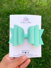 Load image into Gallery viewer, Faux Leather Large Dolly Hair Bow | Spring Solid Pebbled Bows