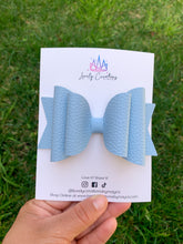 Load image into Gallery viewer, Faux Leather Large Dolly Hair Bow | Spring Solid Pebbled Bows