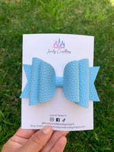 Load image into Gallery viewer, Faux Leather Large Dolly Hair Bow | Spring Solid Pebbled Bows