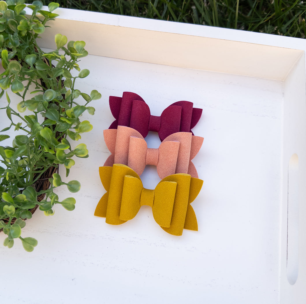 Faux Leather Beauty Bows | Faux Suede Bow Set