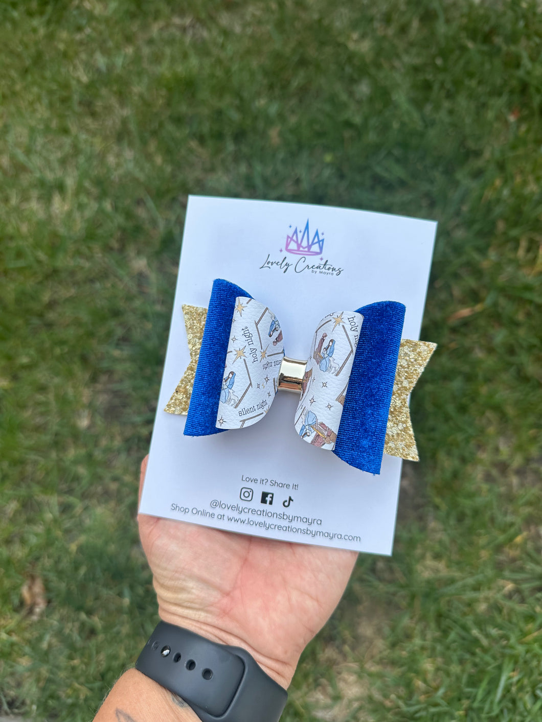 Faux Leather Hair Bow | Nativity Hair Bow