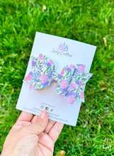 Load image into Gallery viewer, Faux Leather Hair Bow |Spring Floral Bows
