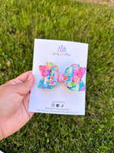 Load image into Gallery viewer, Faux Leather Hair Bow | Summer Floral Beauty Hair Bows
