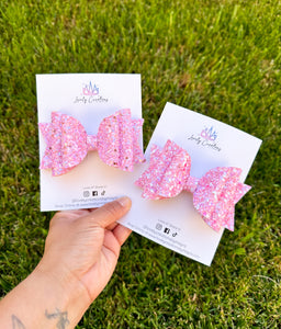 Glitter Hair Bow | Pink Summer Glitter Hair Bows