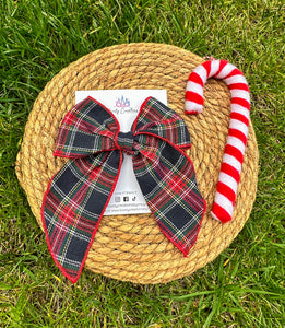 Plaid Serged Edge Hair Bow